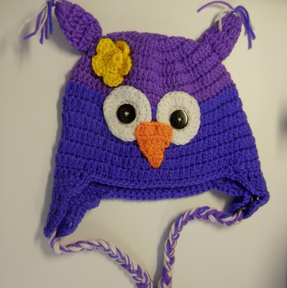 Crochet Owl Hat Cap Kids Newborn Winter